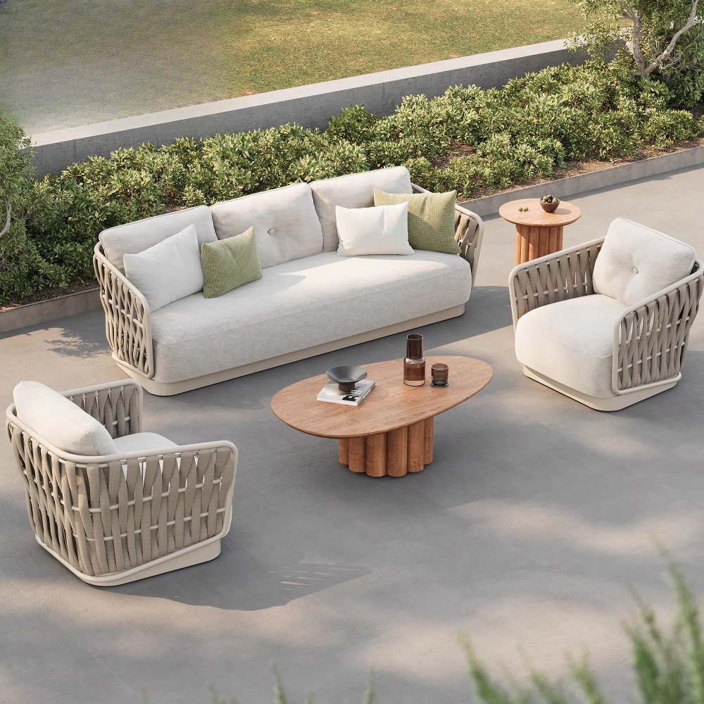 Rattan Lounge Set - Bahçe Konfor Koltuk Metal Seti Lüks