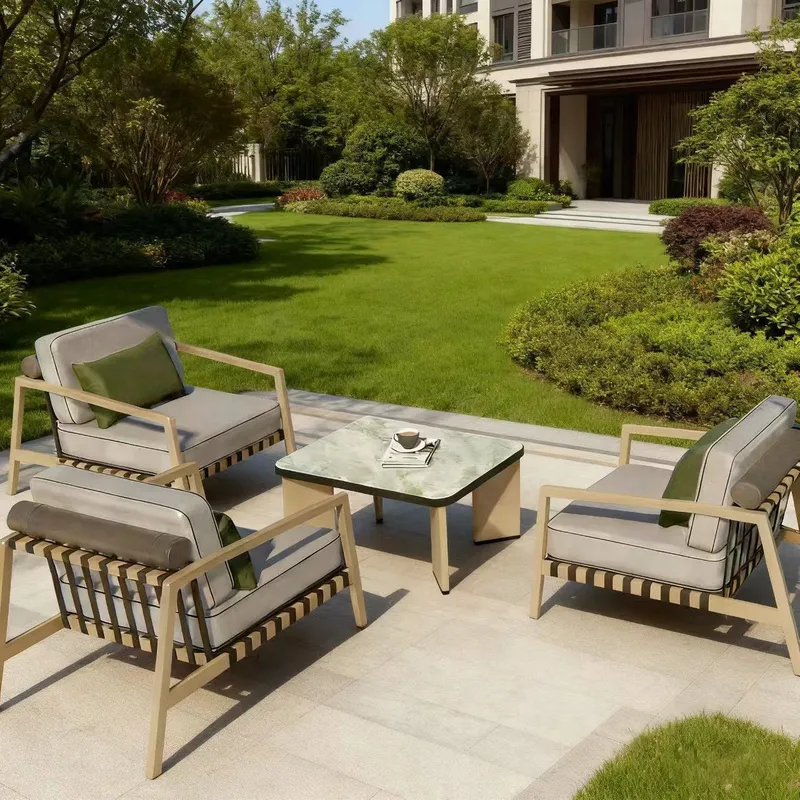 Rattan Lounge Set - İskandinav Açık Hava Rattan Kanepe Alüminyum