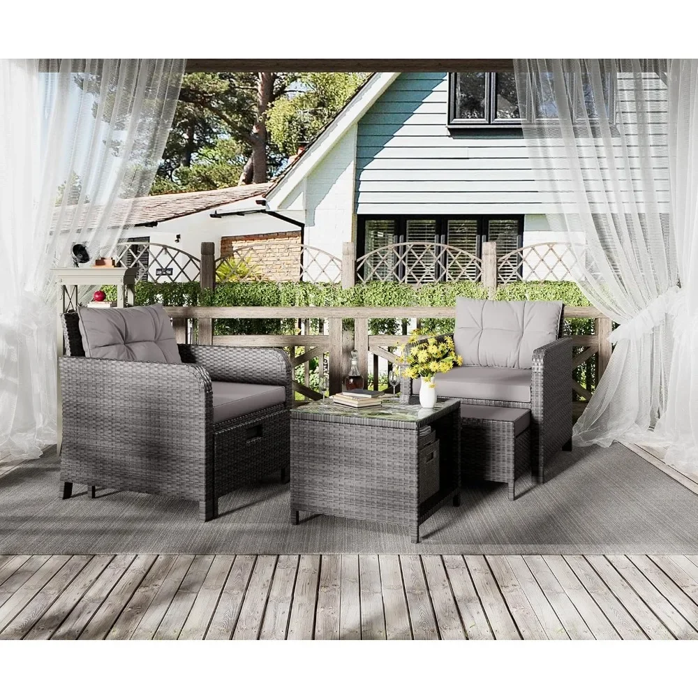 Rattan Lounge Set - # 5 Parça Veranda Konuşma Seti