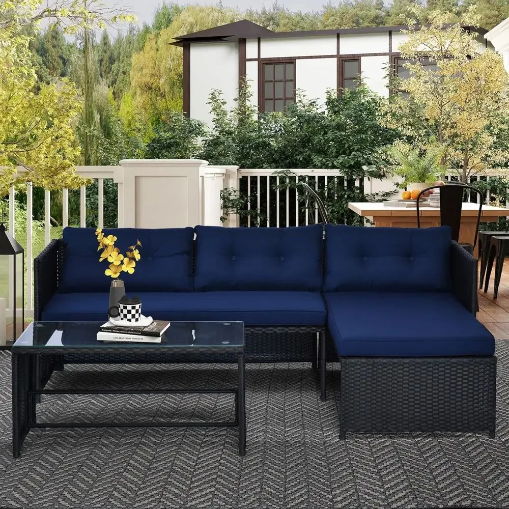 Mavi L Şekilli Rattan Dış Meka - Rattan Lounge Set incelemesi ve fiyatı