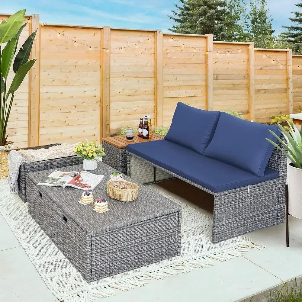 Lacivert Açık Hava Veranda Şez - Rattan Lounge Set incelemesi ve fiyatı